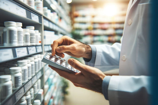 Een dokter met een medicijn in de hand
