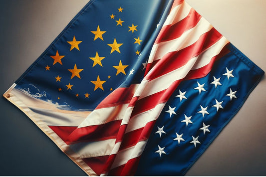 Vlag van de VS en vlag van Alaska