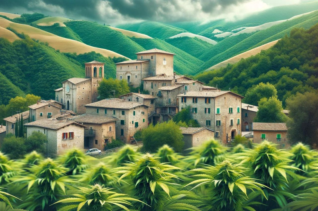 Italiaans dorp met cannabisplanten