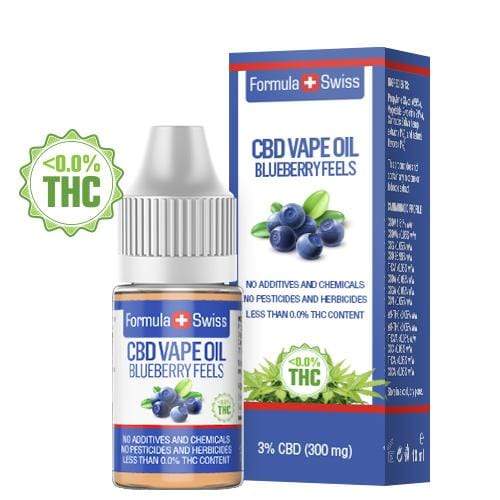 CBD-vapeolie Blueberry Feels van Formula Swiss, 3% CBD (300 mg), flesje van 10 ml met doosje