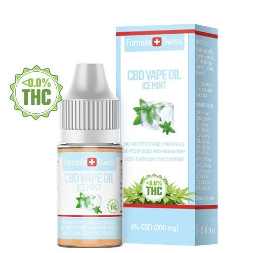 CBD-vapeolie Ice Mint van Formula Swiss, 3% CBD (300 mg), flesje van 10 ml