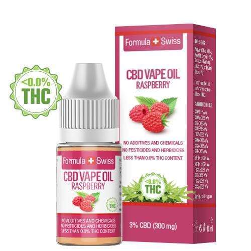 CBD-vapeolie Framboos van Formula Swiss, 3% CBD (300 mg), flesje van 10 ml met doosje