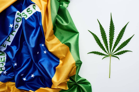 Braziliaanse vlag en cannabisblad