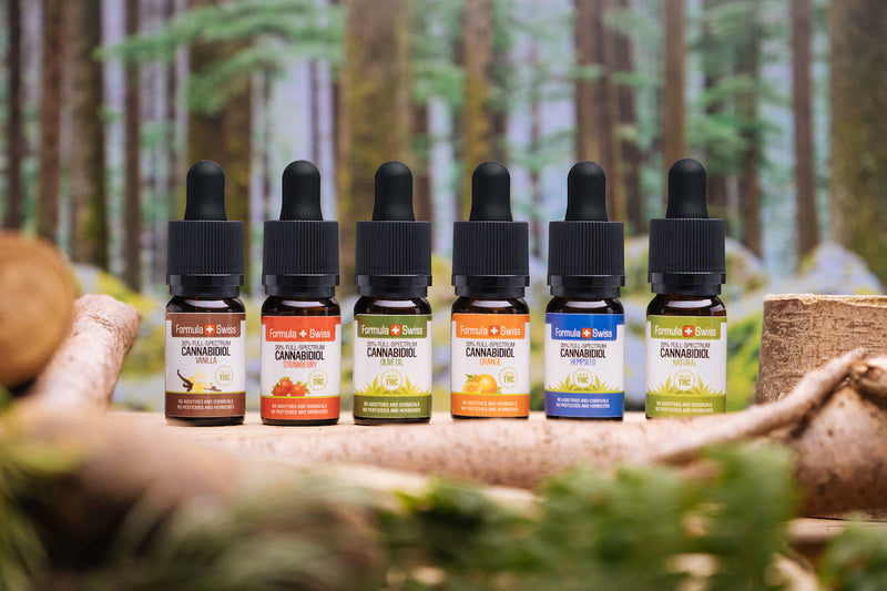 Six Formula Swiss full-spectrum CBD oils in different carrier oils and flavours