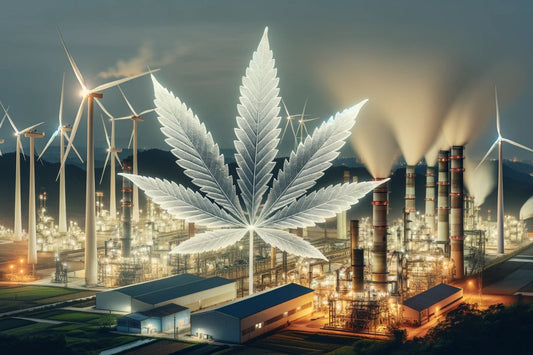 Cannabisblad in een energiecentrale