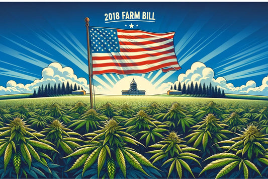 Een vlag in een cannabisveld