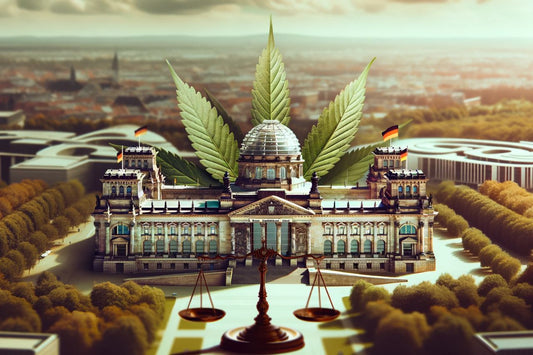 Duits gebouw met cannabisblad