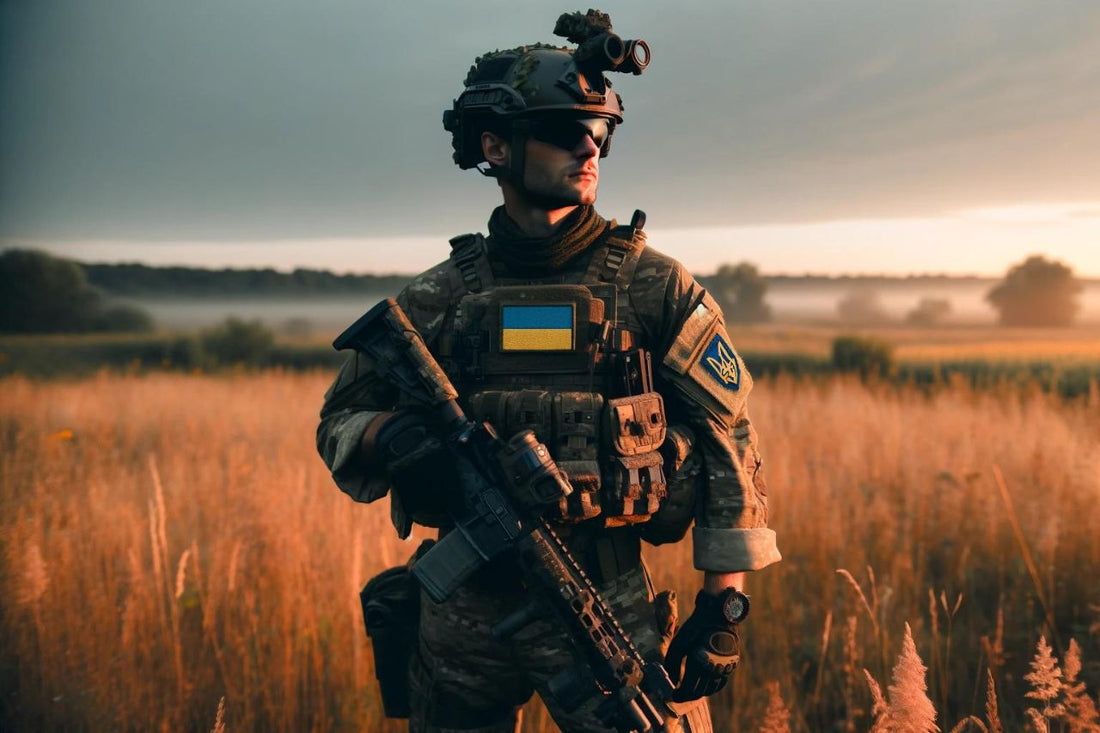 Oekraïense soldaat in volledige gevechtsuitrusting