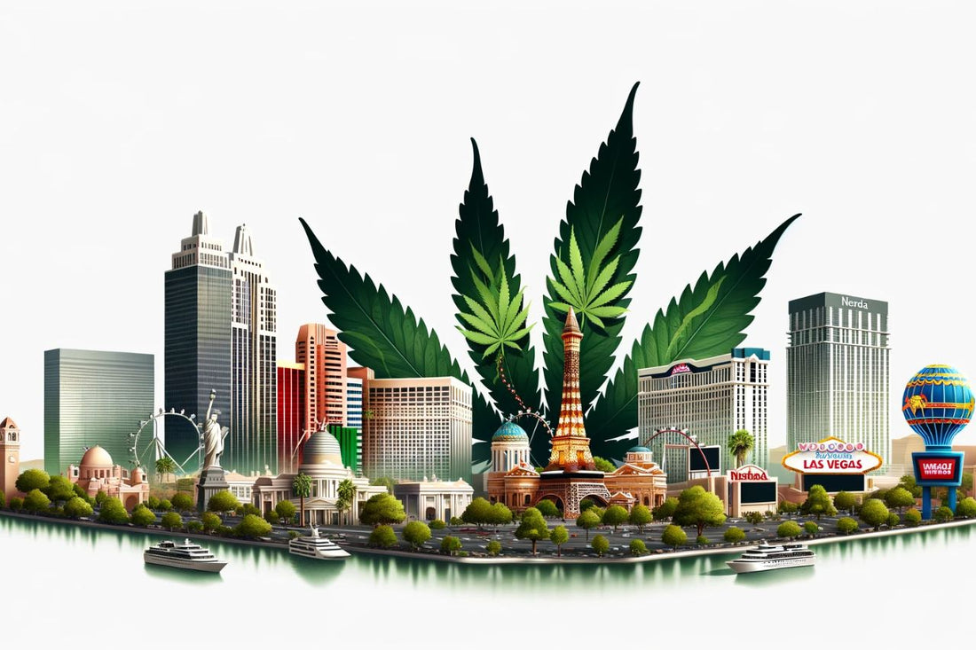 skyline met cannabisblad achteraan