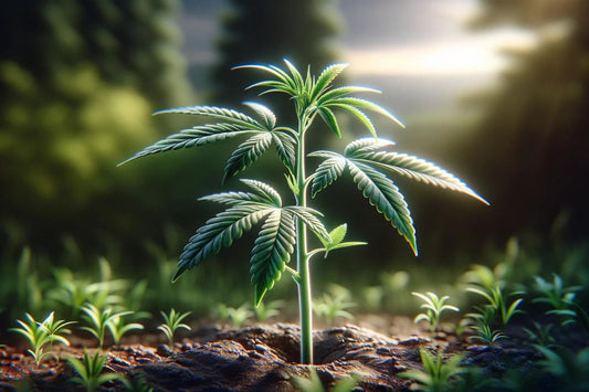 Vroeg stadium van een groeiende cannabisplant