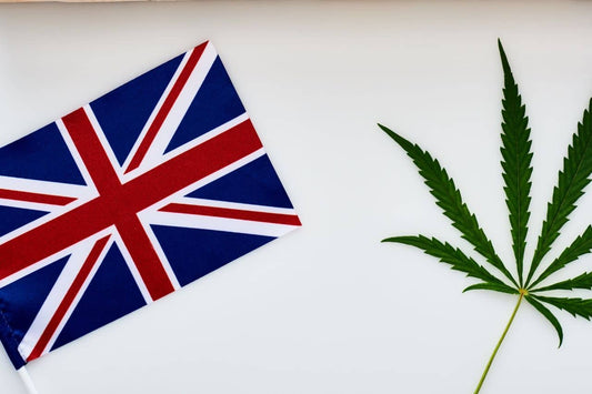 cannabisblad en Britse vlag