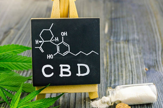 CBD chemische structuur en bladeren