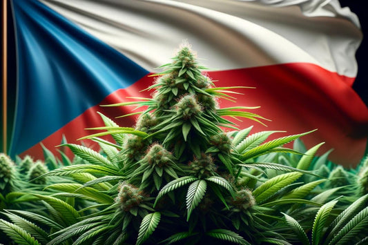 Cannabisplant en vlag van Tsjechië