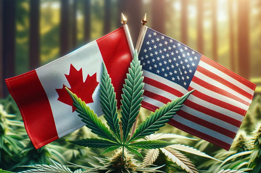 Amerikaanse en Canadese vlag