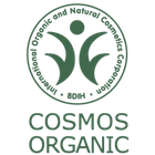 COSMOS Organic logo with green and white colors on a black background