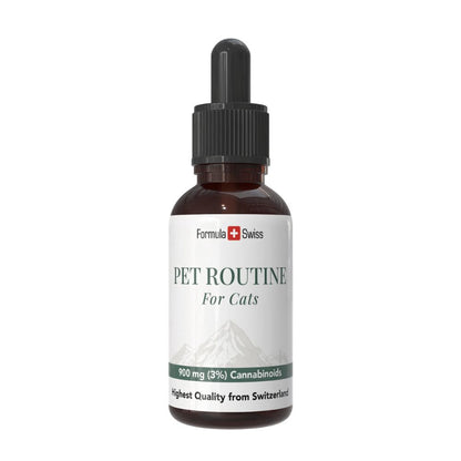 Flesje Pet Routine voor katten met het Formula Swiss-logo op een witte achtergrond